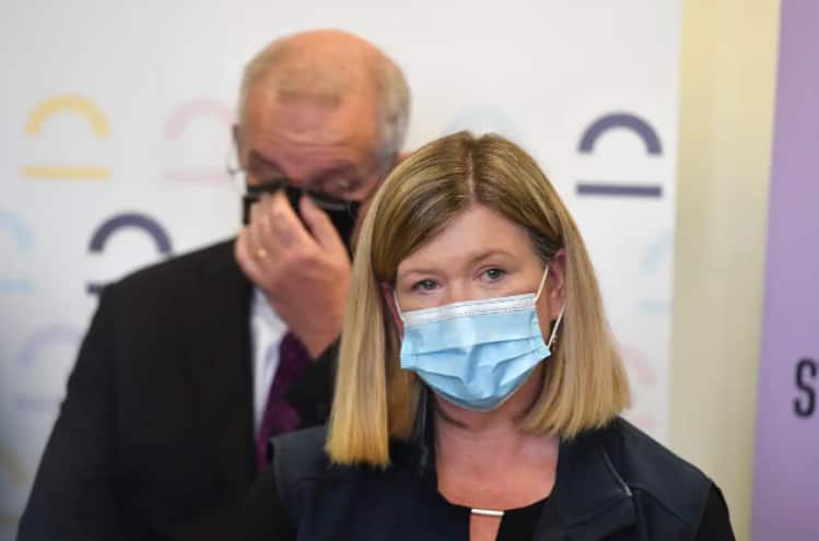 Liberal member for Bass Bridget Archer at a press conference after visiting the Launceston Head to Health facility.