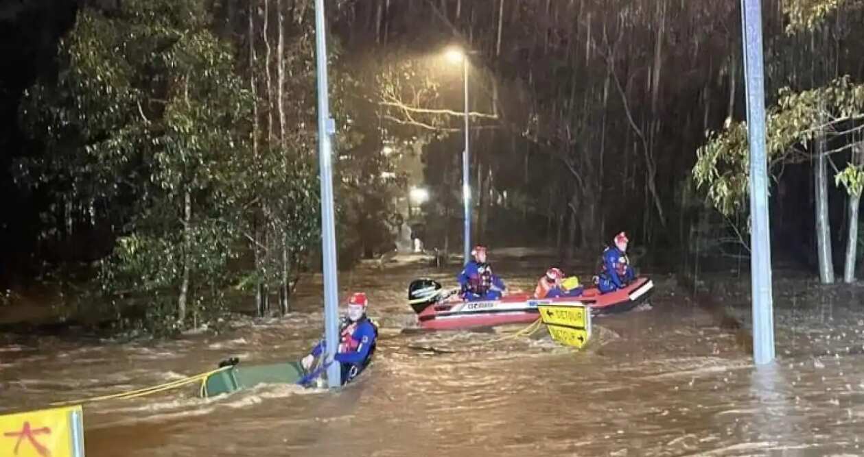 NSW SES Liverpool conducting flood rescues in Holsworthy in south-western Sydney on Saturday night.