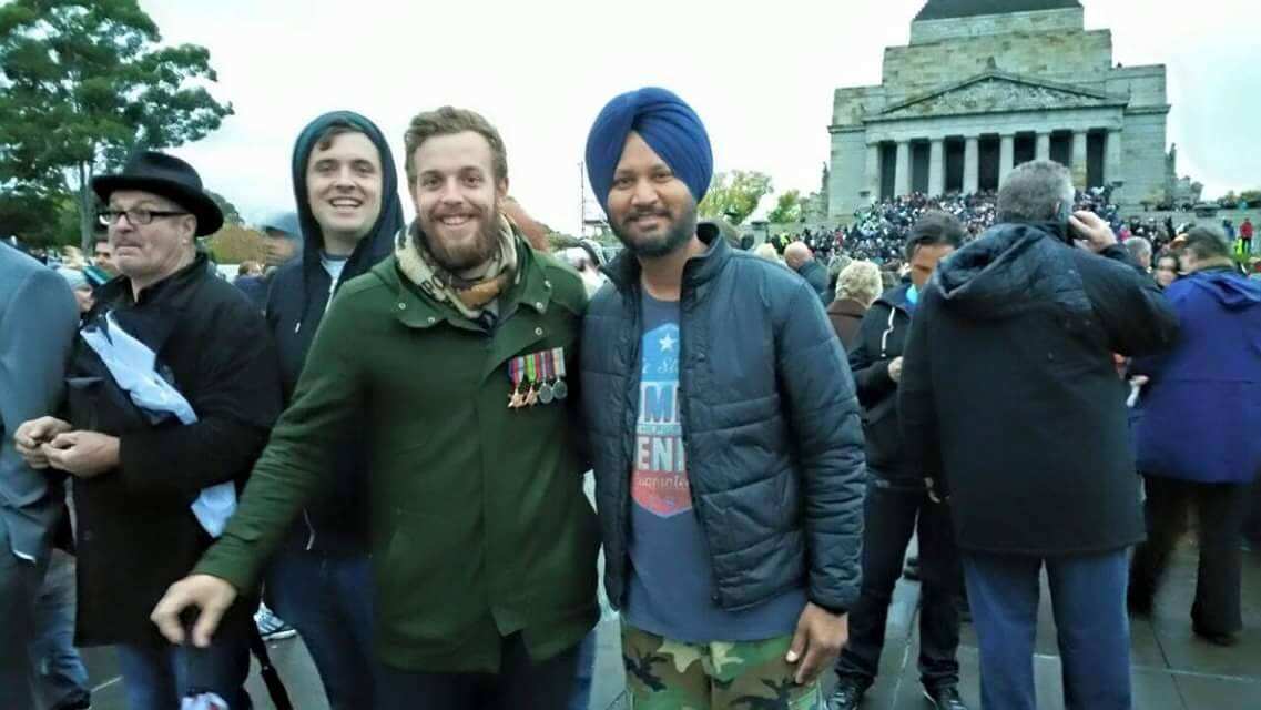 Capt Harsh Vivek Singh, of the Indian army, at an Anzac dawn service in Melbourne 