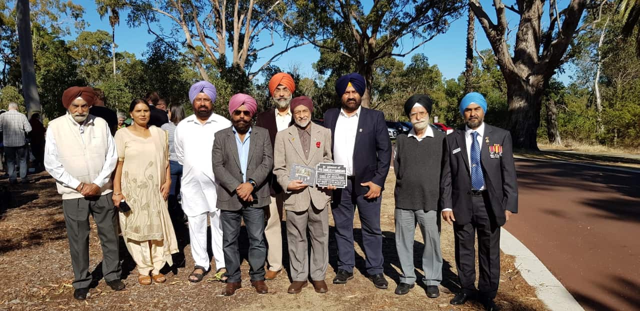 A plaque commemorating Private Charles H Fairbeard, an Indian Anzac killed in action in Gallipoli in May 2015