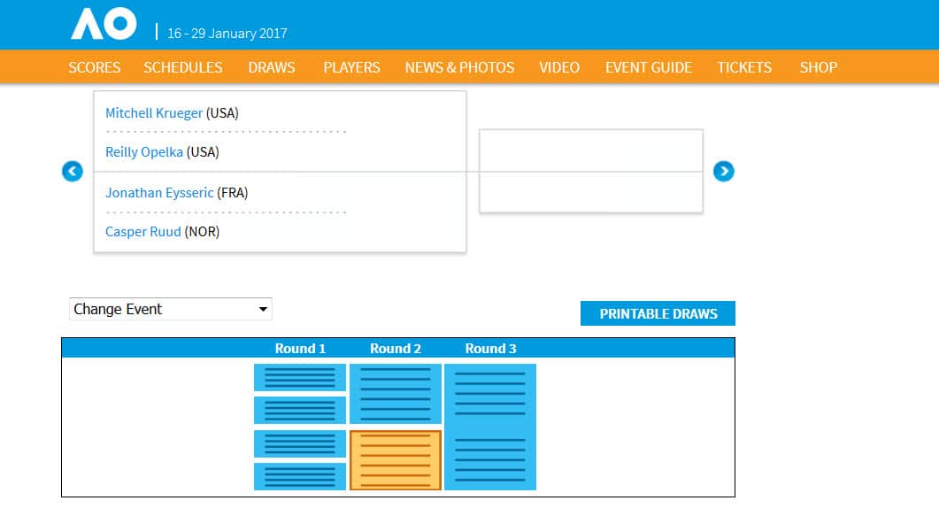 Screenshot - AO Draw Casper Ruud 2nd round