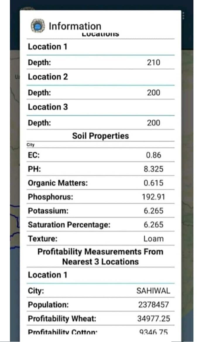 The 'apna paani' app provides details such as water levels and soil content to the Pakistani farmer, based on the location.