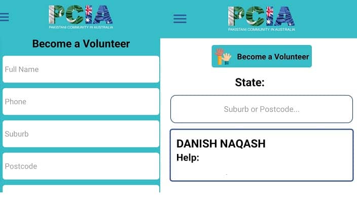 The mobile app has the option to locate volunteers in the local area.