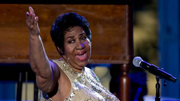 Aretha Franklin performs at the International Jazz Day Concert on the South Lawn of the White House of the Washington, Friday, April 29, 2016. (AP Photo/Carolyn Kaster)