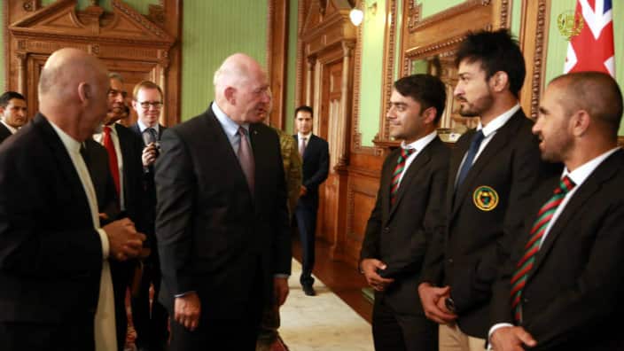 Sir Peter Cosgrove, the Hon Governor-General of Australia meeting with Afghan cricket players