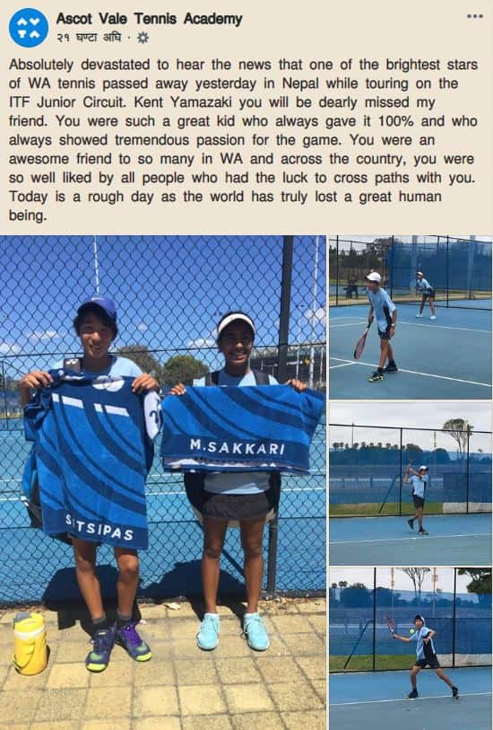 Ascot Vale Tennis Academy pays tribute to young Australian player 