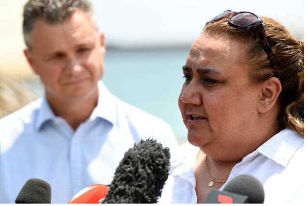 Federal Member for Kingsford Smith Matt Thistlethwaite and La Perouse Aboriginal Land Council chair Noelene Timbery are seen during a media press conference AAP