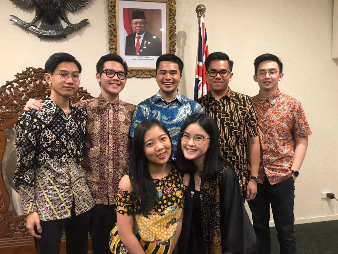 Hirzi Putra Laksana (far left) with his colleagues from the Australian Indonesian Students Association. 