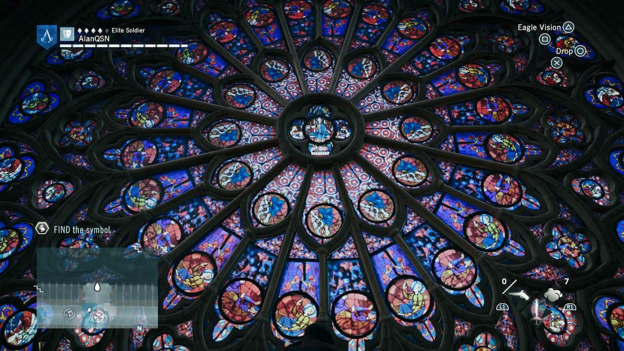 《刺客信条-大革命》巴黎圣母院内彩绘玻璃窗