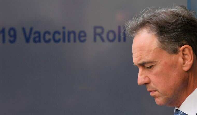 Minister for Health Greg Hunt at a press conference at Parliament House in Canberra. 
