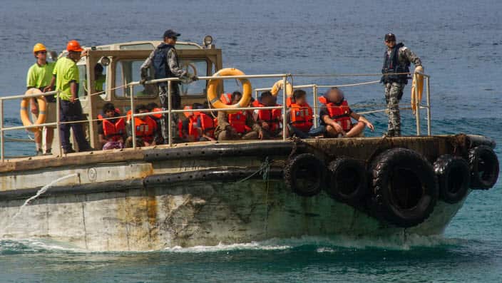 A group of asylum seekers arrive on Christmas Island