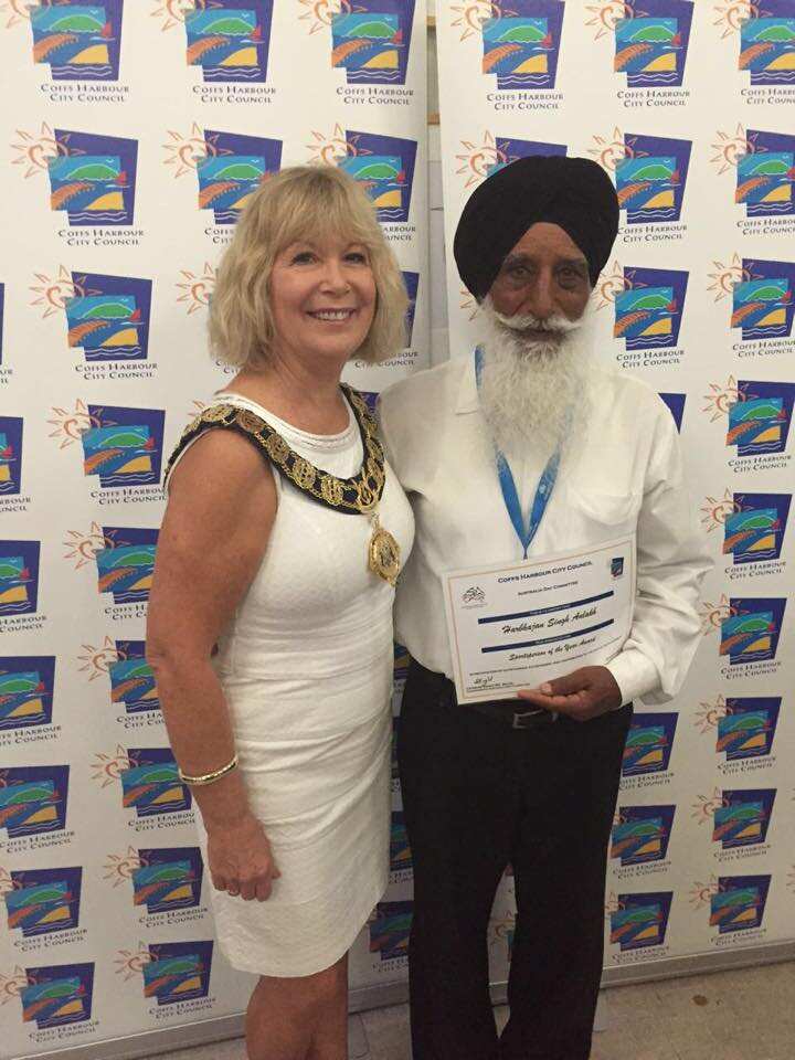 HS Aulakh with the Mayor at Coffs Harbour Council on Australia Day 2016