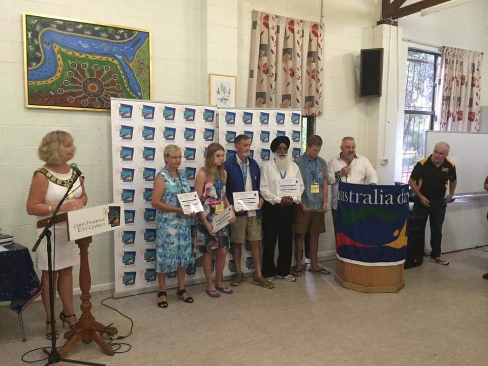 HS Aulakh and other award winners at Coffs Harbour Council on Australia Day 2016