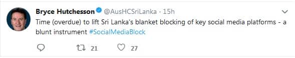 Time to lift ban on social media: Australian High Commissioner to Sri Lanka