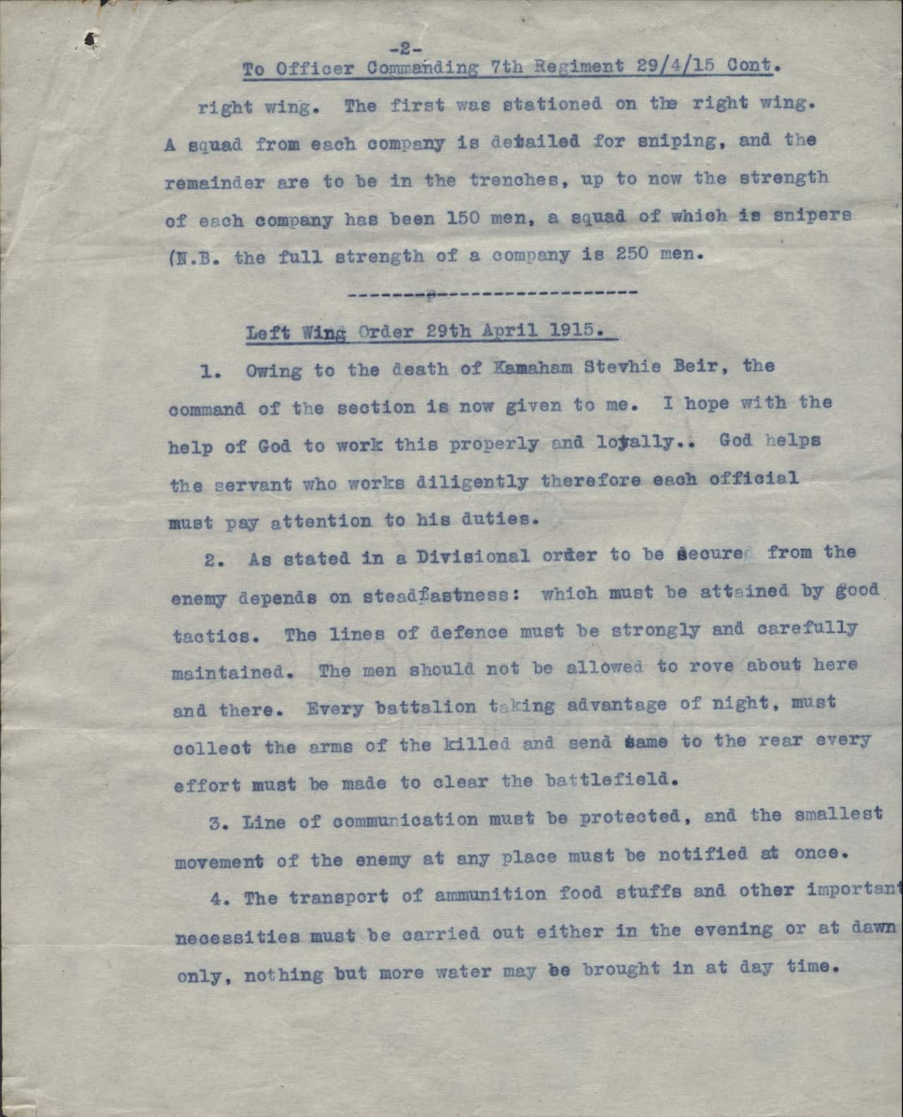 Extract from a diary found on a dead Turkish Officer 