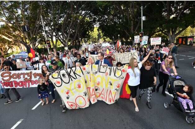 A Sorry Day rally outside New South Wales Parliament House in Sydney.