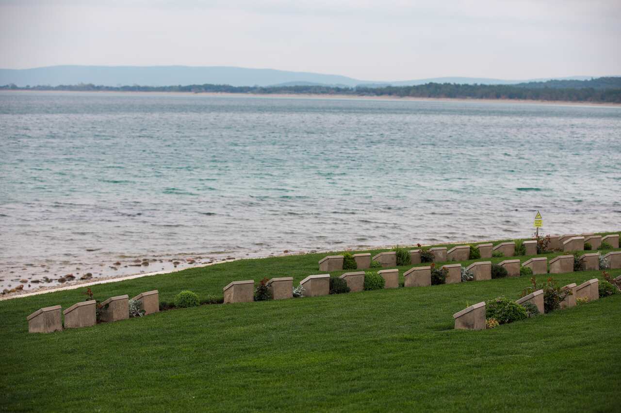 A view of Anzac Cove cemetery, on the site of the World War I landing of the ANZACs (Australian and New Zealand Army Corps) in Canakkale, Turkey.