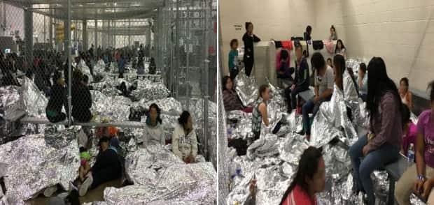 Families at Border Patrol's McAllen, Texas Centralised Processing Centre. 