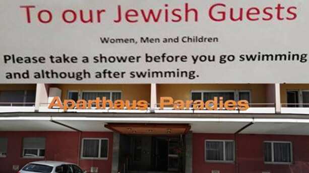 Composite Image of the hotel and the note, via Documenting Anti-Semitism 