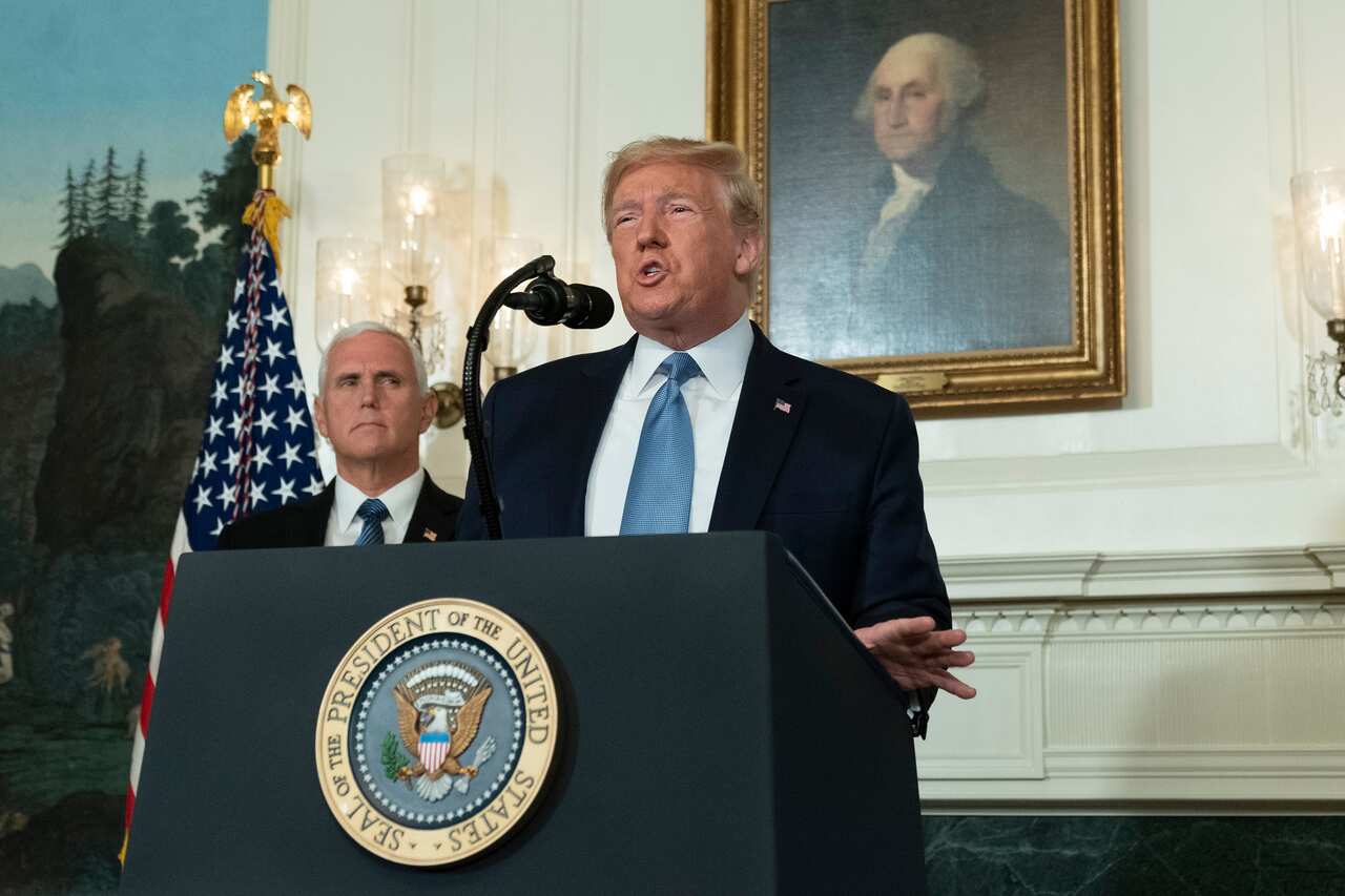 US President Donald Trump making a statement at the White House