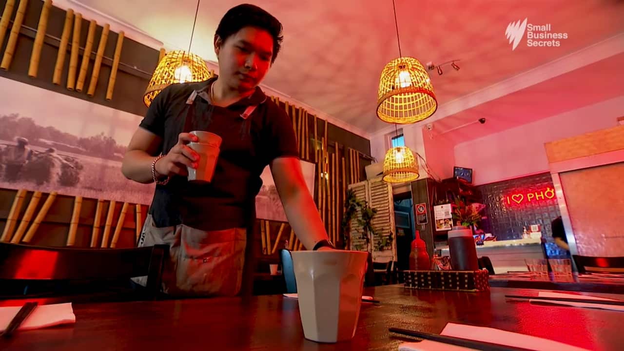 Waiter at I Love Pho Vietnamese restaurant in Sydney's Crows Nest.