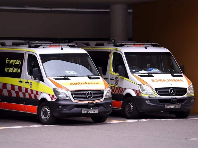 A file image of ambulances outside St Vincent's Hospital