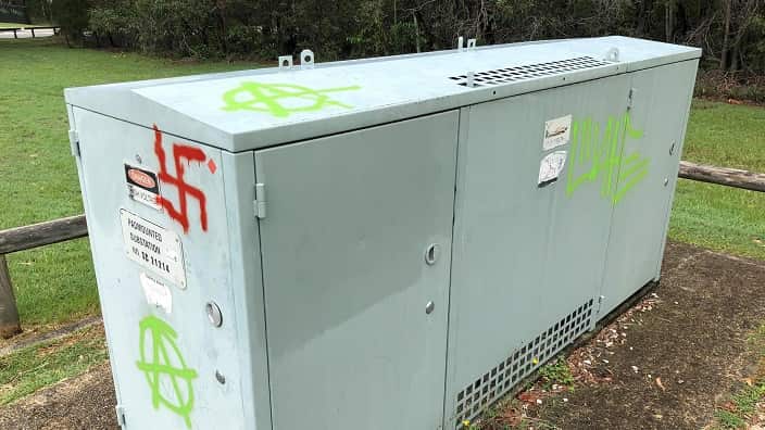 A suburb in Gold Coast was hit with offensive graffiti.