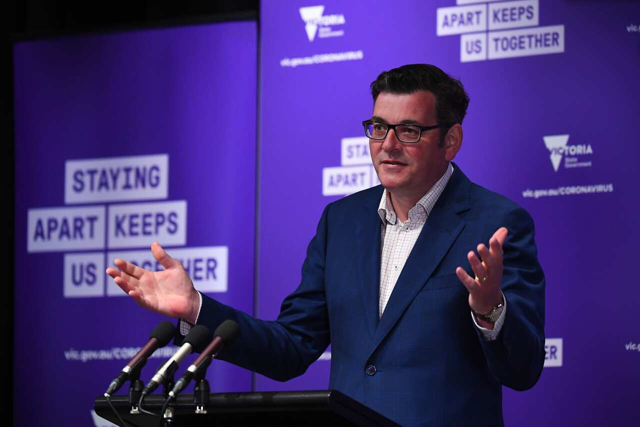 Victorian Premier Daniel Andrews addresses the media during a press conference.