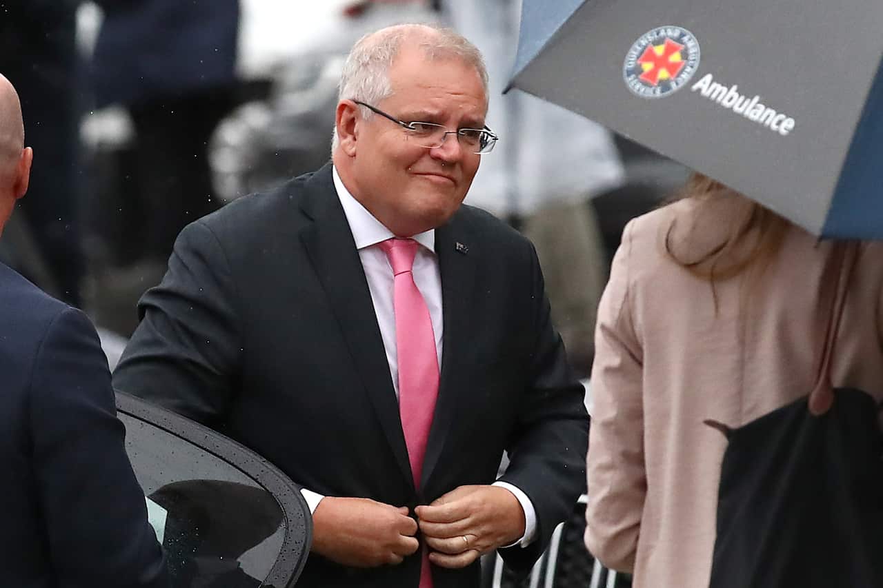 Prime Minister Scott Morrison arrives to the funeral for Hannah Clarke and her three children Aaliyah, Laianah and Trey in Brisbane, Monday, 9 March, 2020. 