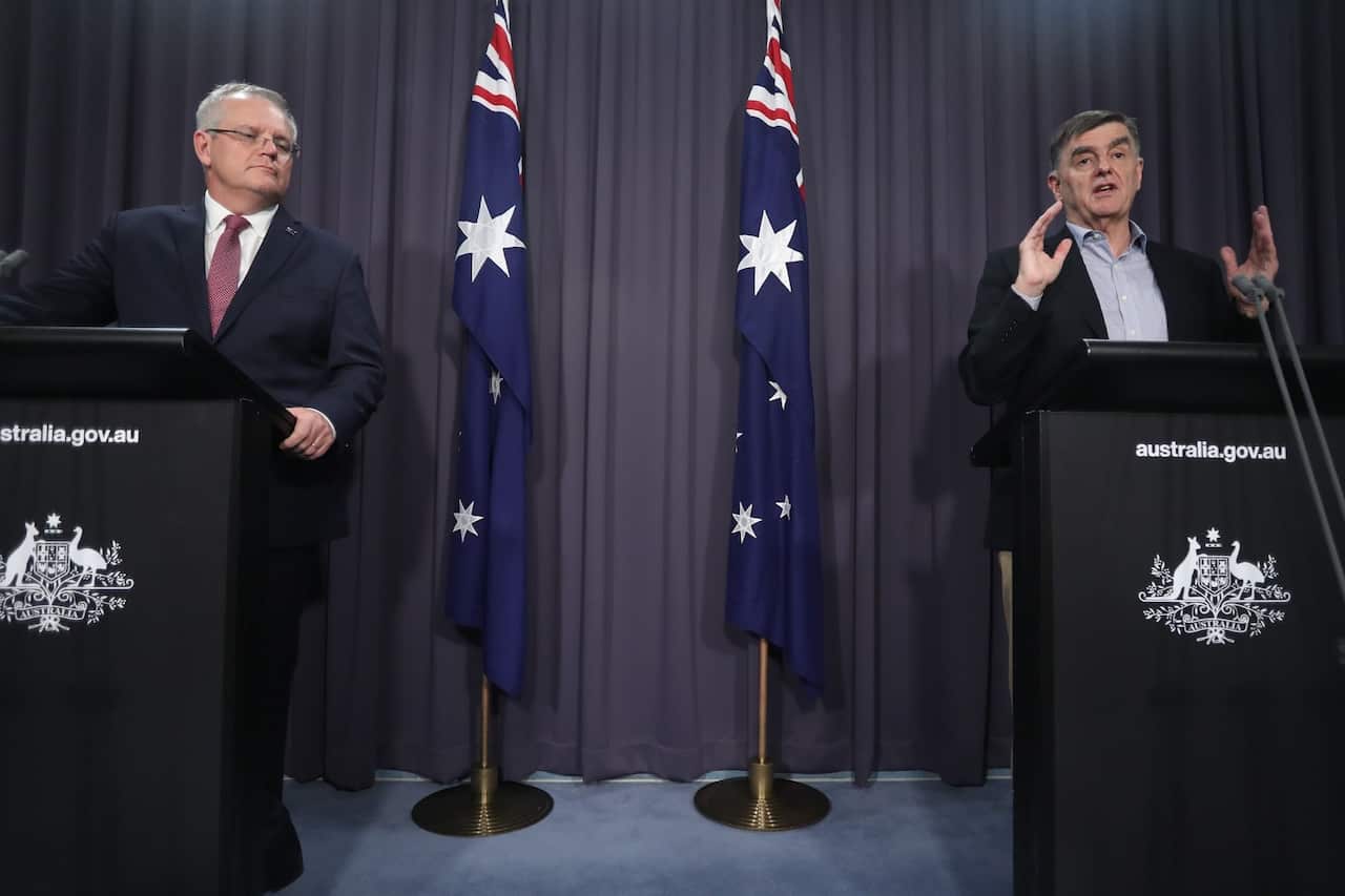 Australian Prime Minister Scott Morrison and the Chief Medical Officer Brendan Murphy.