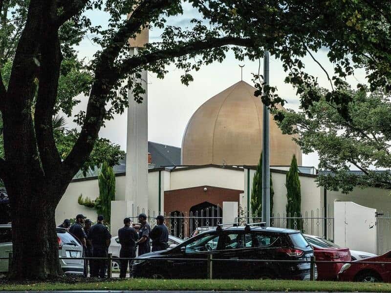 Police outside the Masjid Al Noor mosque in Christchurch