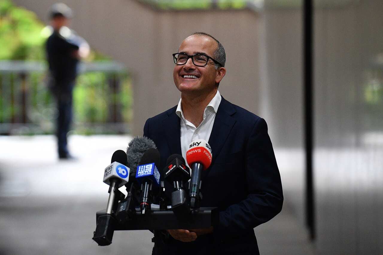 Acting Victorian Premier James Merlino addresses a media conference in Melbourne