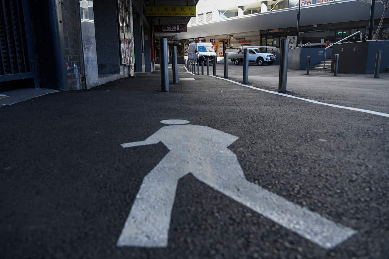 An empty alleyway is seen in the central business district of Sydney during lockdown