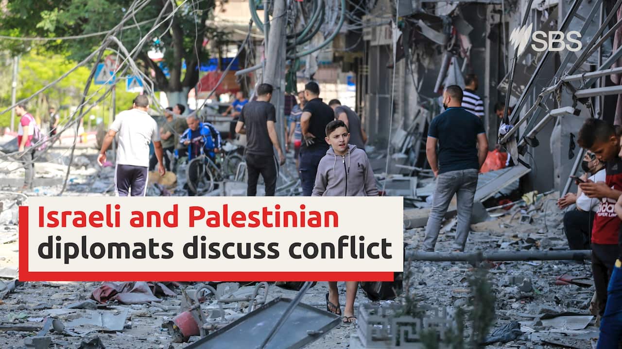 Top diplomats to Australia from Israel and Palestine have described their sides of the conflict
