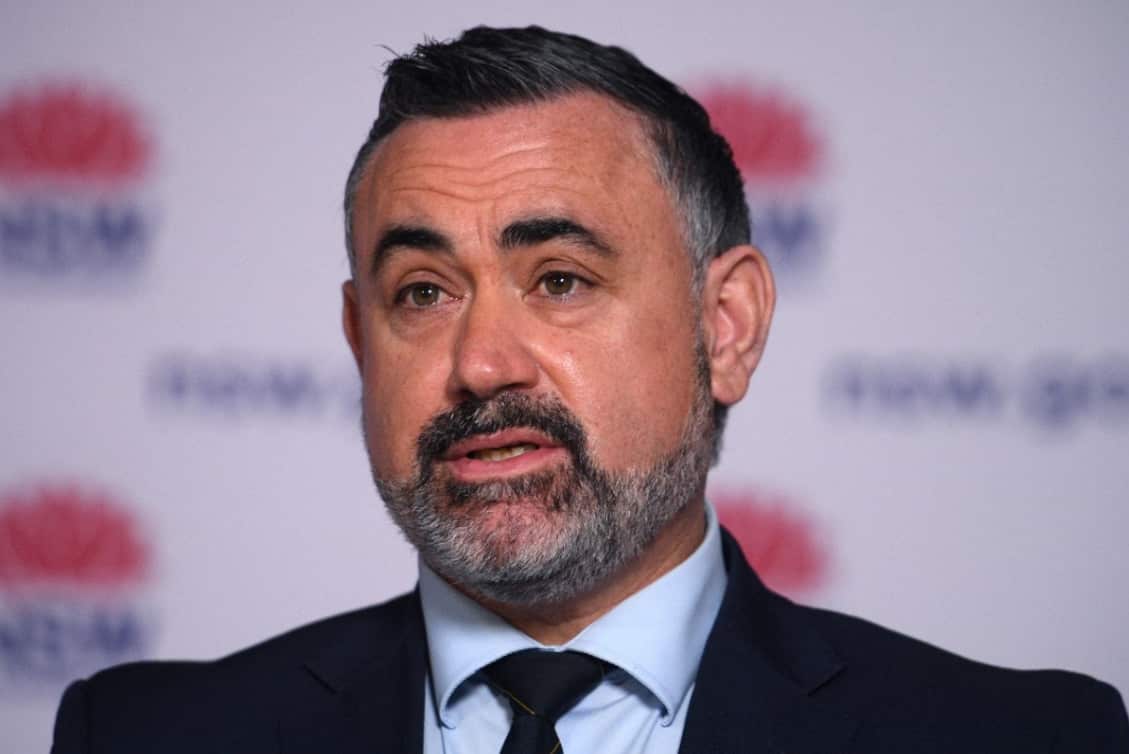 NSW Deputy Premier John Barilaro addresses media during a press conference in Sydney.
