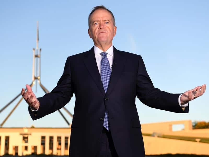 Opposition Leader Bill Shorten outside parliament house.
