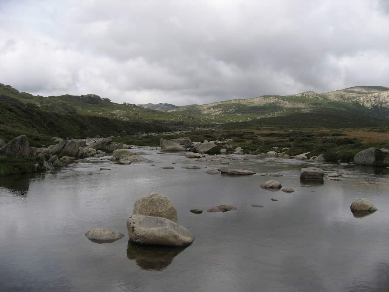 An undated photo of the Thredbo River carrying the last of the thawing snows from the peaks of the Snowy Mountains, Australia. (AAP Image/Peter Veness) NO ARCHIVING