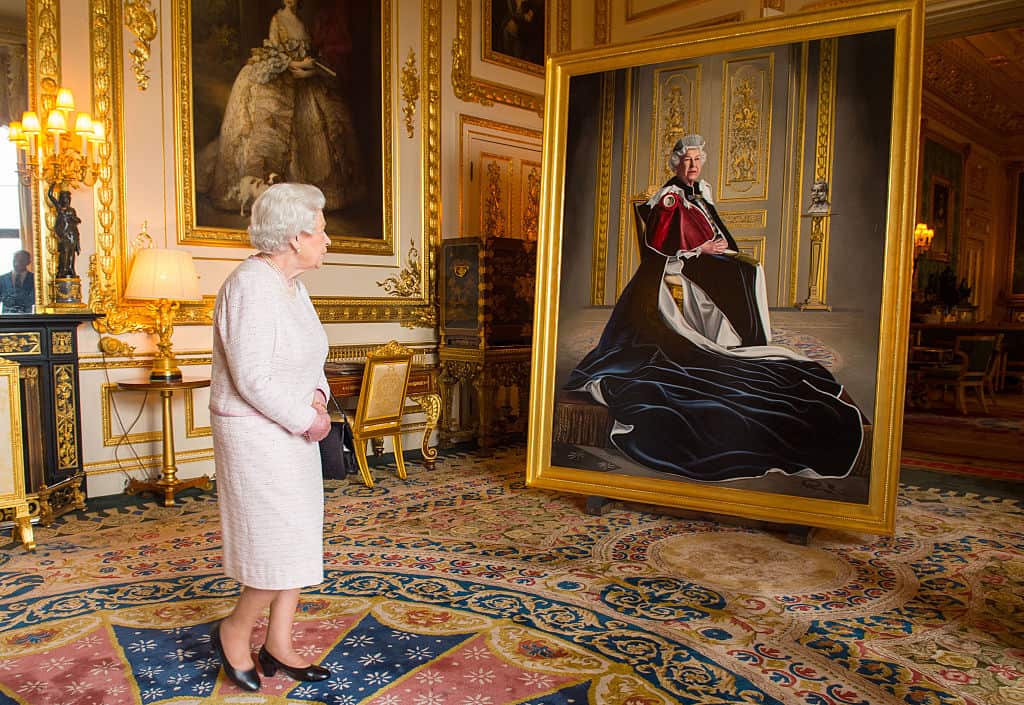 The Queen Unveiles Her Portrait Marking Six Decades Of Patronage.