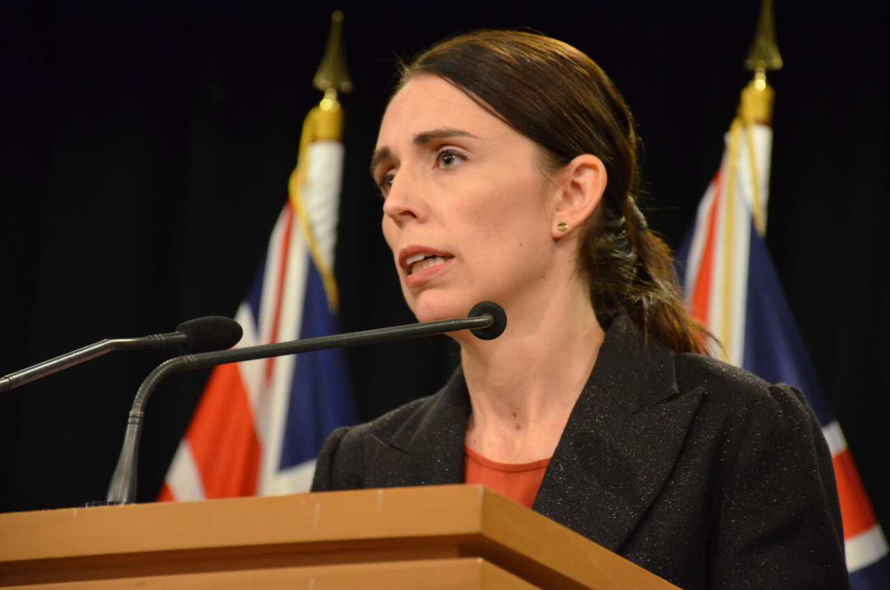 Prime Minister Jacinda Ardern addresses media in Wellington, New Zealand.