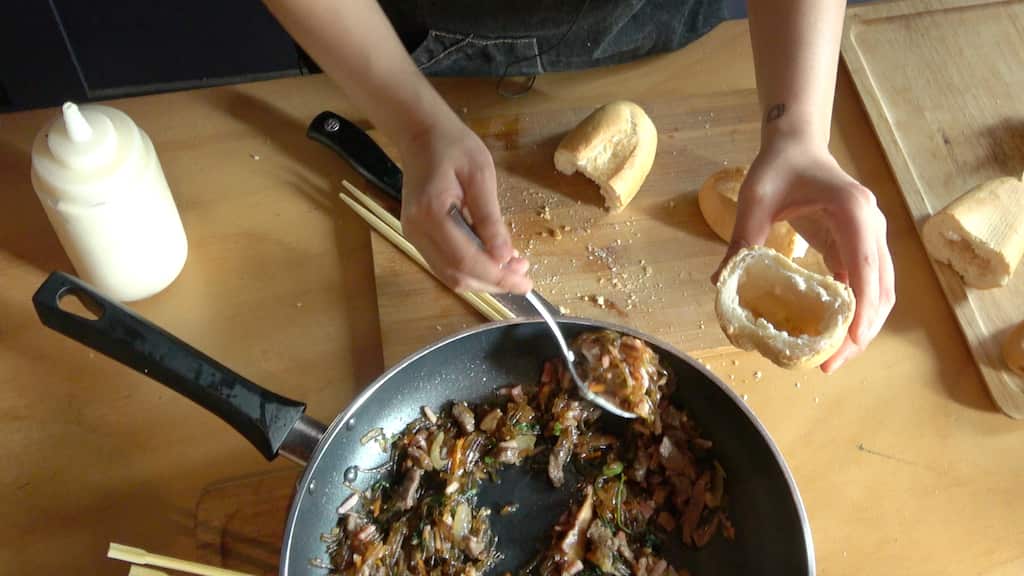 K Food Recipe: Japchae Baguette Roll