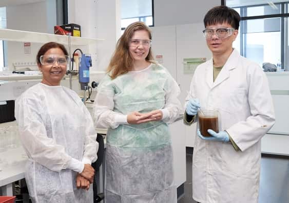 Associate Professor Jayashree Arcot, Professor Martina Stenzel and researcher Kehao Huang in the lab. Pictures: Richard Freeman/UNSW
