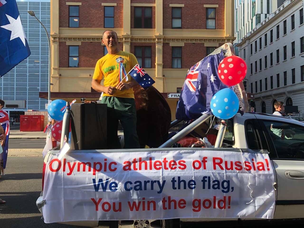 Australia Day march in Adelaide - Russian participants