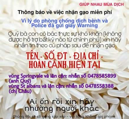 Thông tin liên lạc để nhận gạo