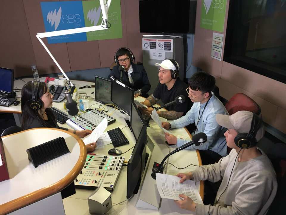 Award-winning baristas in SBS studio 