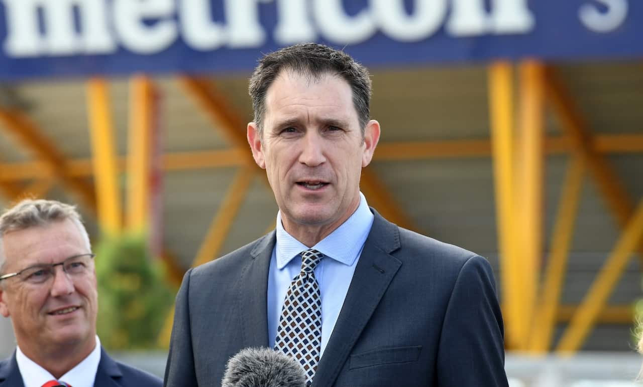 Cricket Australia CEO James Sutherland looks on during a scheduling announcement at Metricon Stadium 