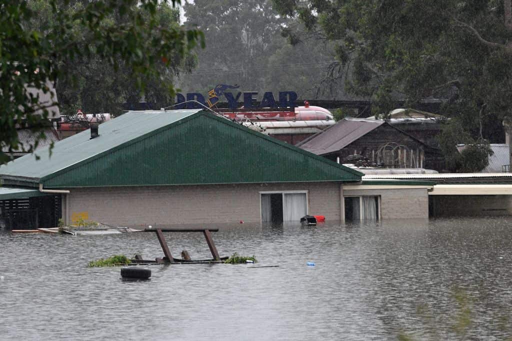 A flooded residential area near Windsor on 22 March 2021.