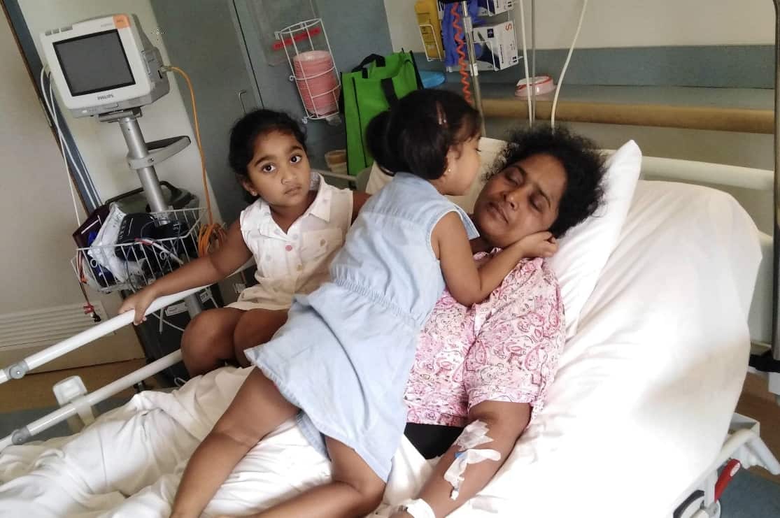 Priya in Christmas Island hospital before she was taken to Perth.