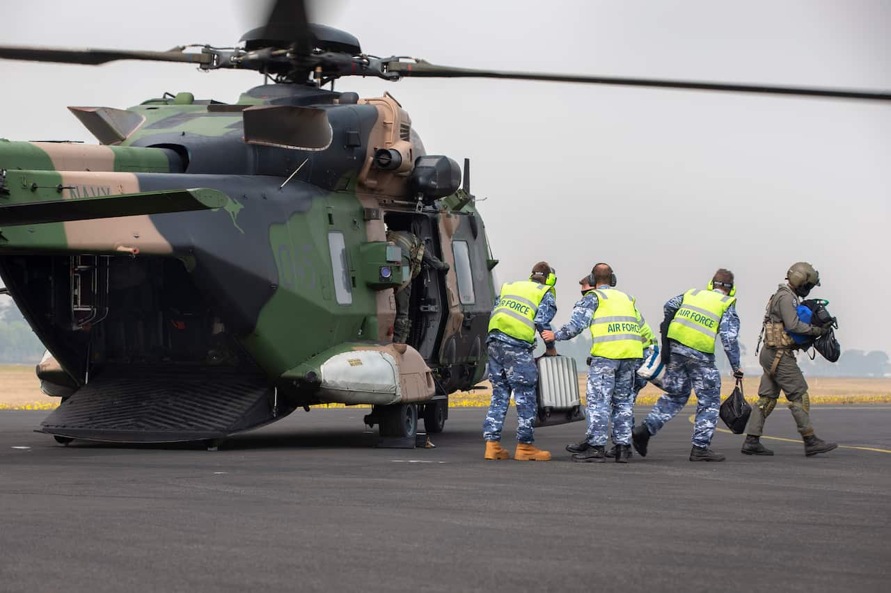 Black Hawk helicopters have been deployed to East Gippsland to help supply isolated towns. 