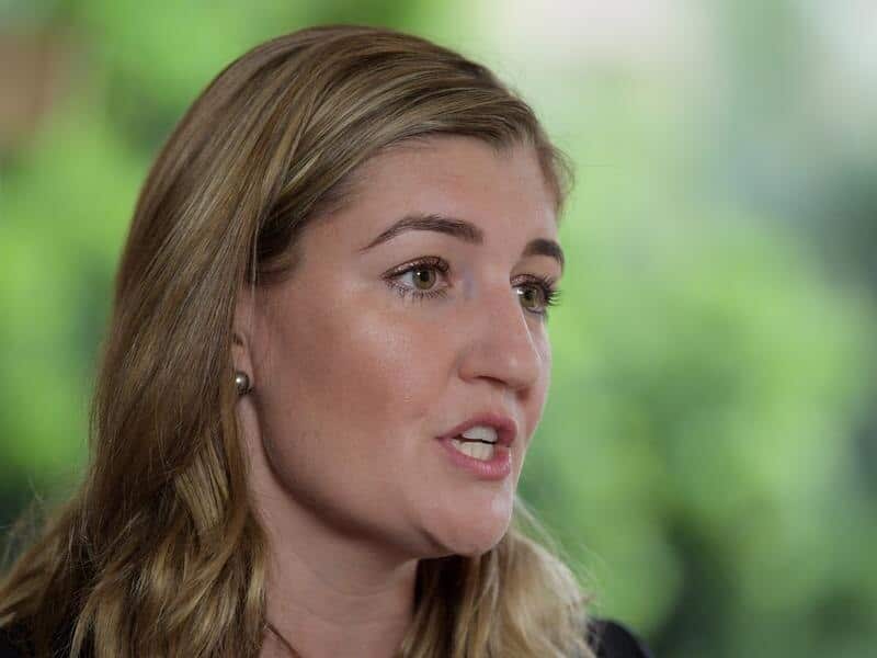 Minister Shannon Fentiman speaks to media at Queensland Parliament