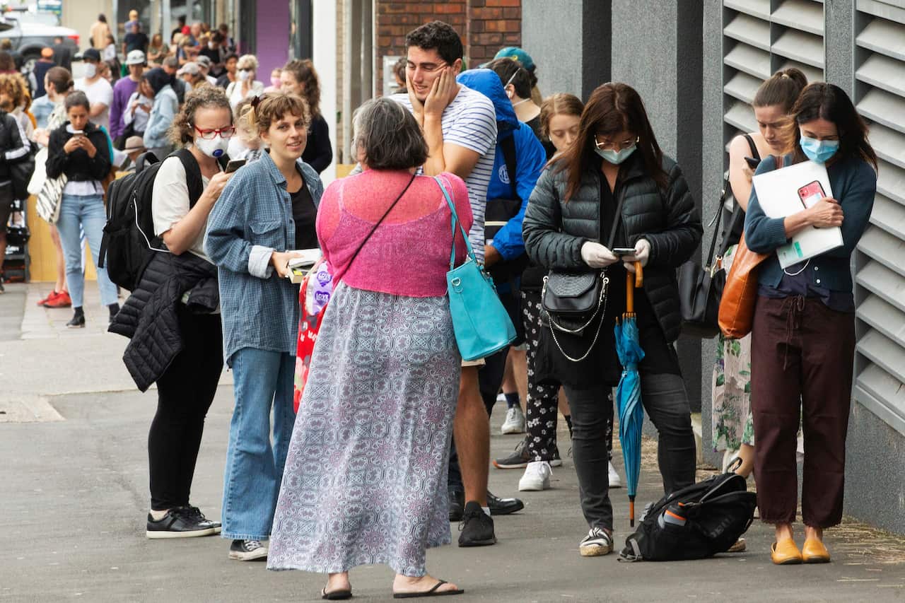 Queues outside Centrelink in Bondi Junction in Sydney.